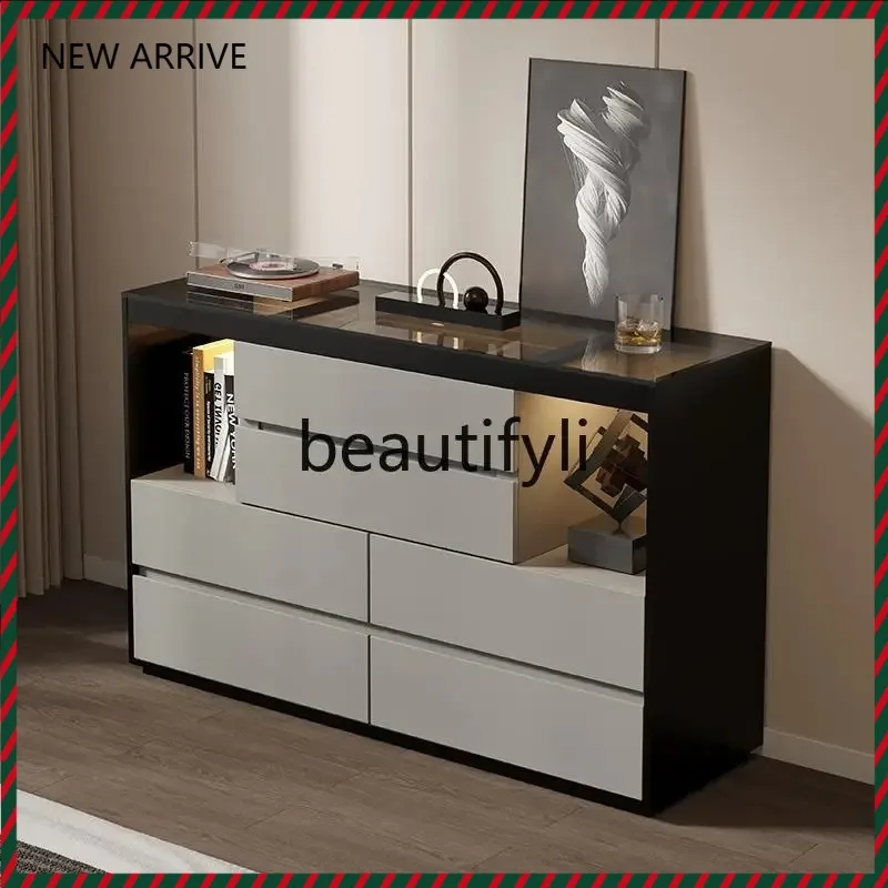 

D2520 Italian minimalist six-chest cabinet bedroom bedside locker solid wood minimalist