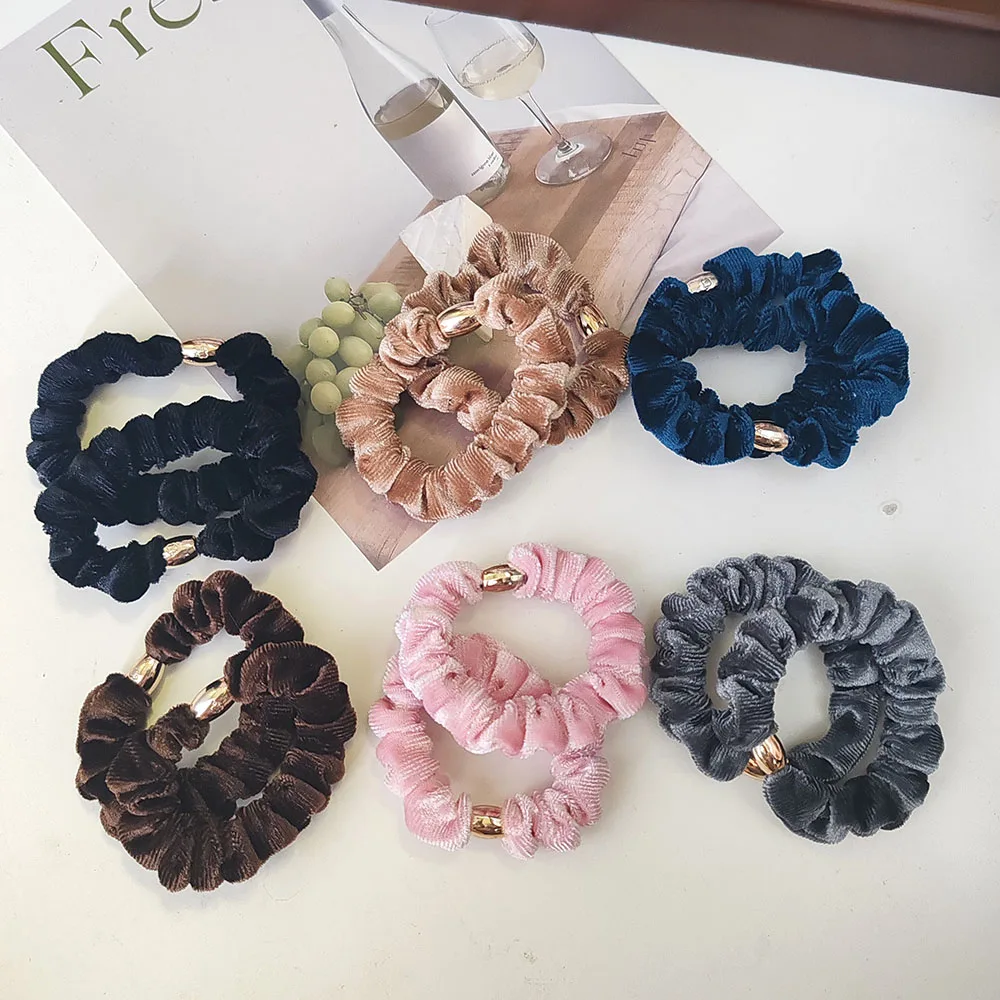 2PC European and American Good Velvet High Elasticity Hair Ties for Women Girls Ponytail Holder Hair Rings Rope Accessories