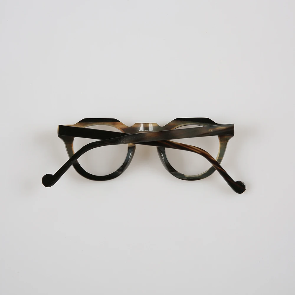 Eyeglass Frames Unique Vintage Handmade Buffalo Horn Prescription Man's Glasses Frames Polygon Retro Reading Optical Eyeglasses - view 3
