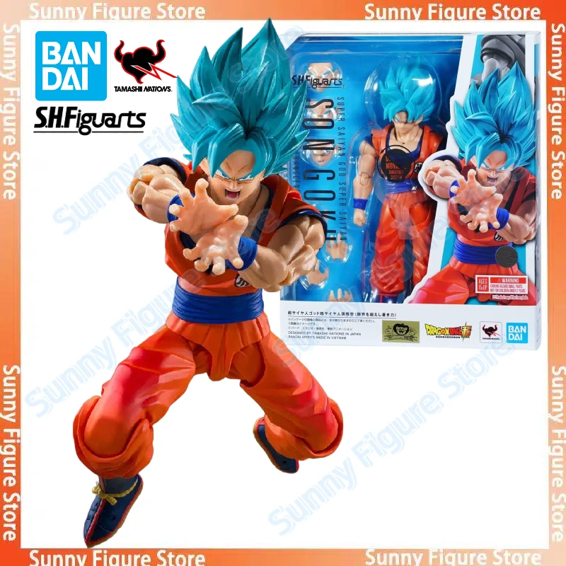 In Stock Bandai S.H.Figuarts SHF Dragon Ball Super Saiyan God Son Goku Blue Power Transcending Limits Action Figure Toys Model - view 2