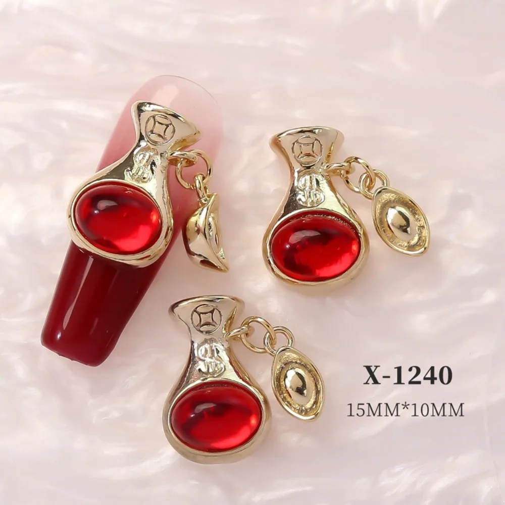 4Pcs/set Fu Character Chinese New Year Nail Decorations Tassel Nail Charms Nail Art Supplies Wedding Red Nail Accessories