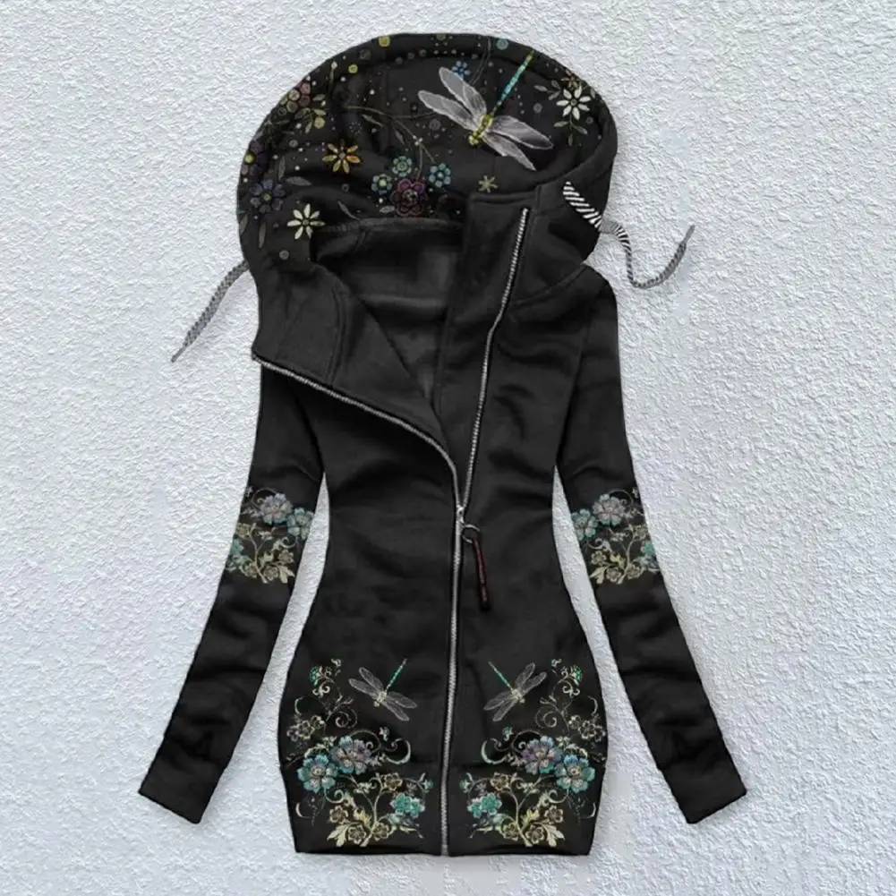 Casual  Stylish Autumn Winter Butterflies Print Women Coat Comfortable Female Coat Slim Fit   for Daily