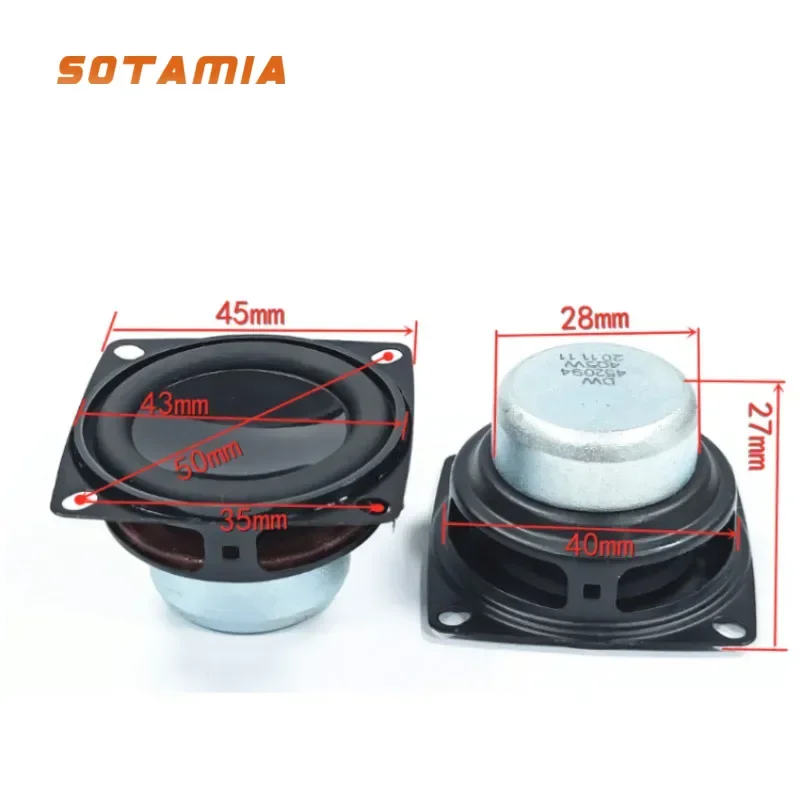 SOTAMIA 2Pcs 1.75 Inch 4 Ohm 5W Bluetooth Speaker Audio 45MM Portable Full Range Speaker Home Theater Loudspeaker