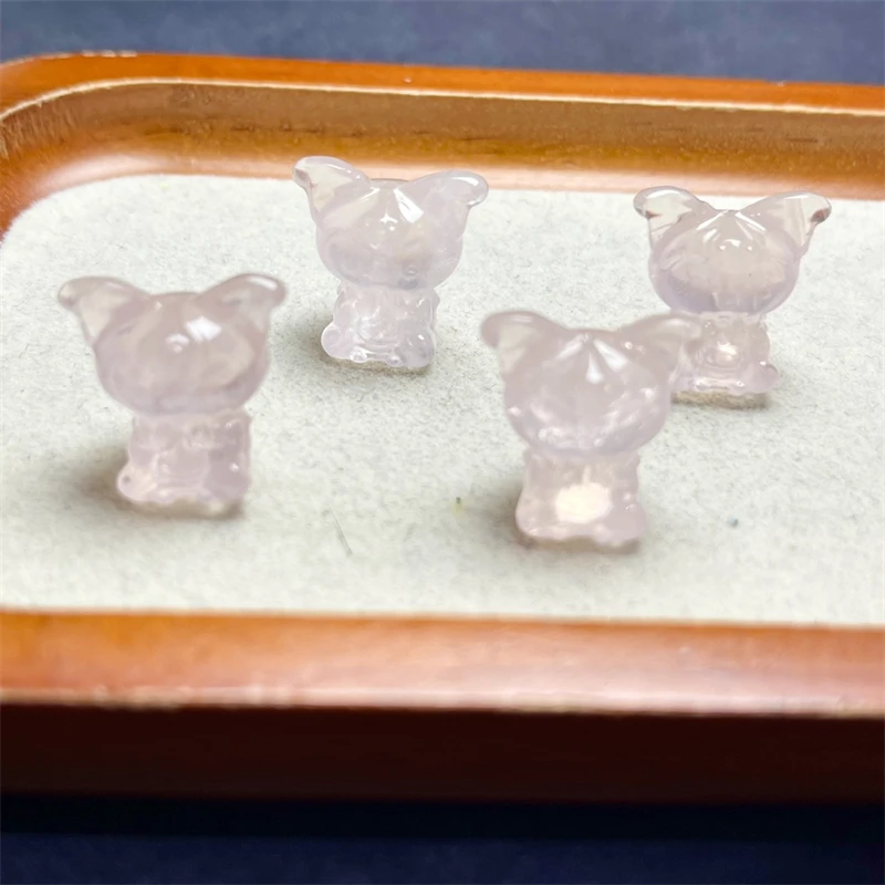 5PCS Natural Rose Quartz Cartoon Carving Crystal Crafts Energy Gemstone Healing Jewelry Children Toy Gift 18X16MM