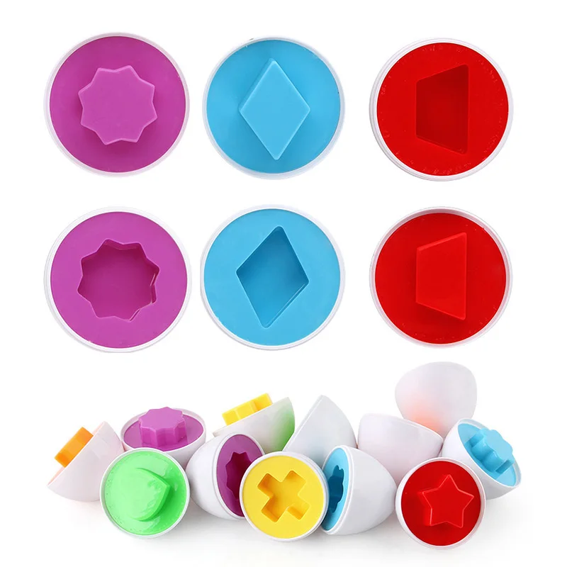 6Pcs Baby Learning Educational Toy Smart Egg Toy Games Shape Matching Sorters Toys Montessori Eggs Toys For Kids Children 2 3 4T