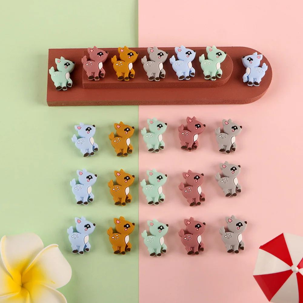 20-50pcs Sika Deer Focus Beads Silicone Focus Beads Safe DIY Accessories for Jewelry Making Keychains Pacifier Chains PhoneChain