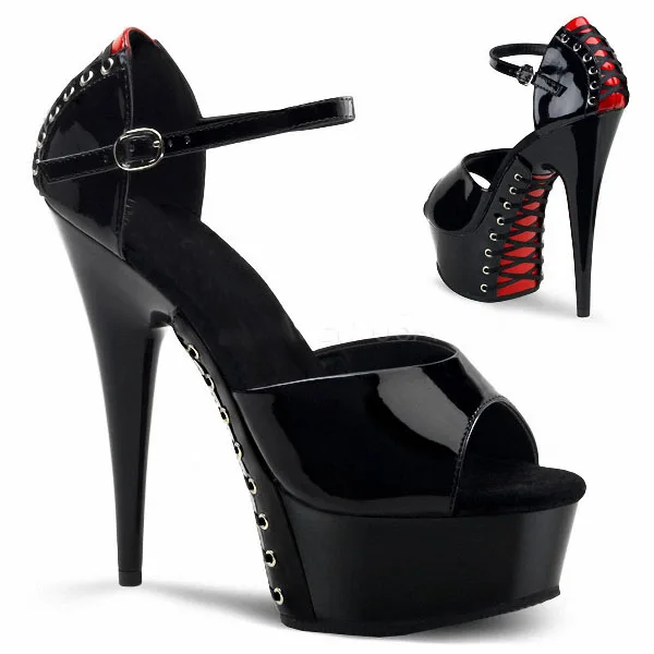 Hot 6Inch Peep Toe Black Thin Heels Elegant 15cm Sexy Fetish Shoes Catwalk Full Dress Gladiator Gothic Exotic Dancer Stage Show