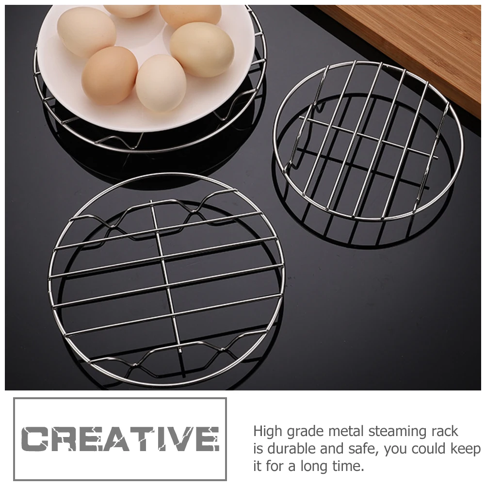 

3pcs Stainless Steel Steam Cooling Steamer Rack Kitchen Baking Cooking Eggs Fish Vegetables Tamales Crabs Heat Resistant