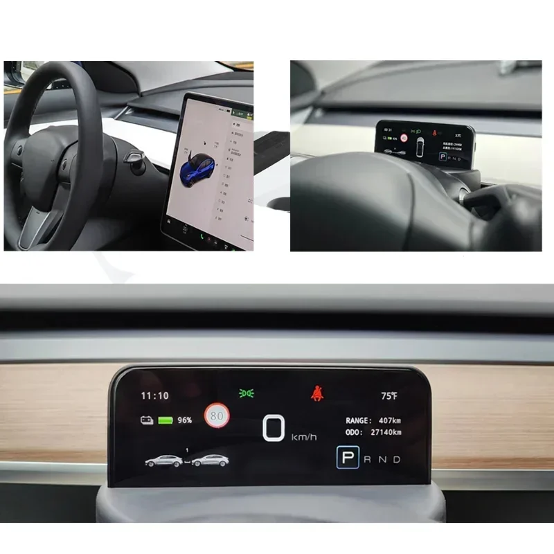 For Tesla Model Y/3/3+ Air Code Meter Steering Wheel LCD Instrument Panel Speed Vehicle 4.6\'\'Head Up Display HUD Car Accessories