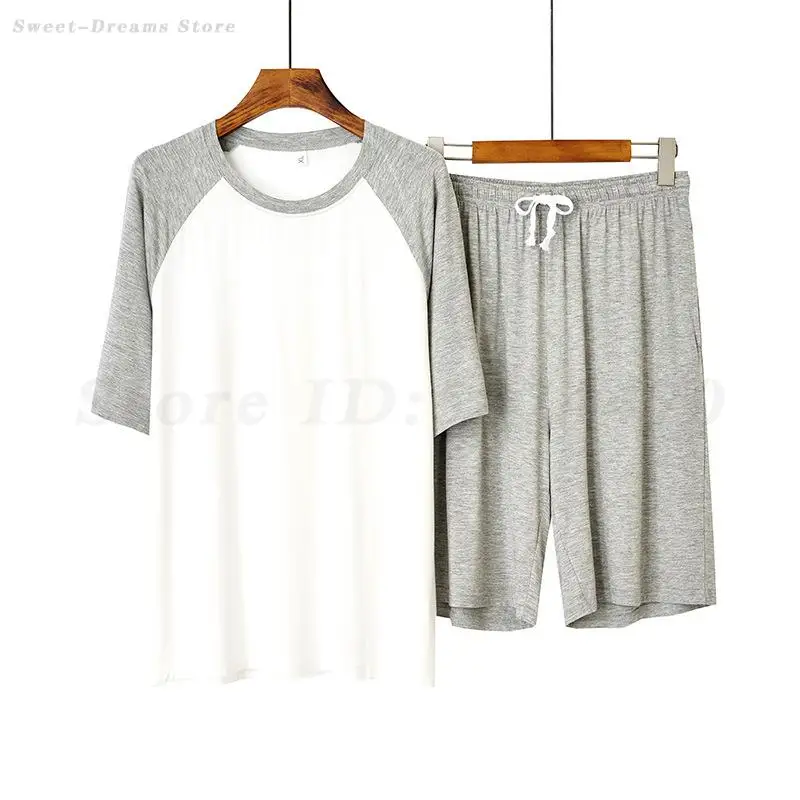 Pajamas Set Men's Home Clothes Short Sleeve Top&Shorts Male Soft Modal Nightwear Casual Pyjamas Suit Spring Summer Loungewear