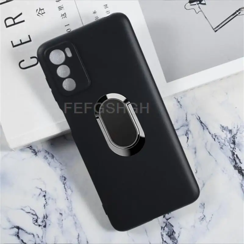 For Motorola Moto G52j G62 G42 5G 2022 Back Ring Holder Bracket Phone Case Smartphone TPU Soft Silicone Cover