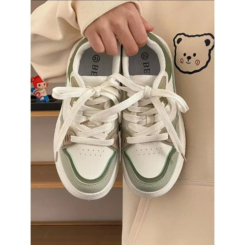 New Kawaii Cute Female Sneakers Green Campus Casual Fashion Women\'s Shoes Platform Sport Shoes Flat Sole Vulcanized Shoes