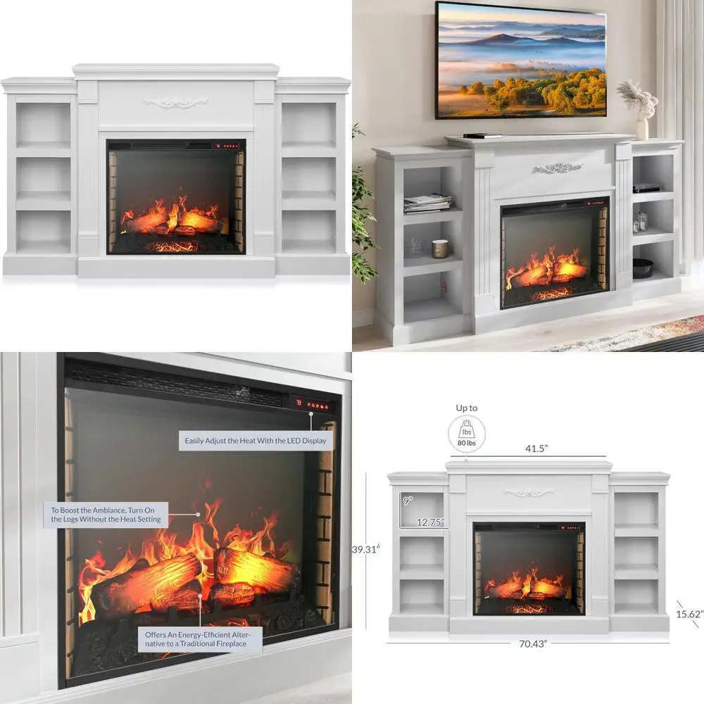 

Современный 70-дюймовый электрический камин и подставка для телевизора с энергоэффективным обогревателем для телевизоров до 68 дюймов