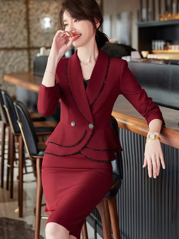 High End Professional Suits Women New Autumn Fashion Temperament Business Formal Slim Blazer And Skirt Office Ladies Work Wear