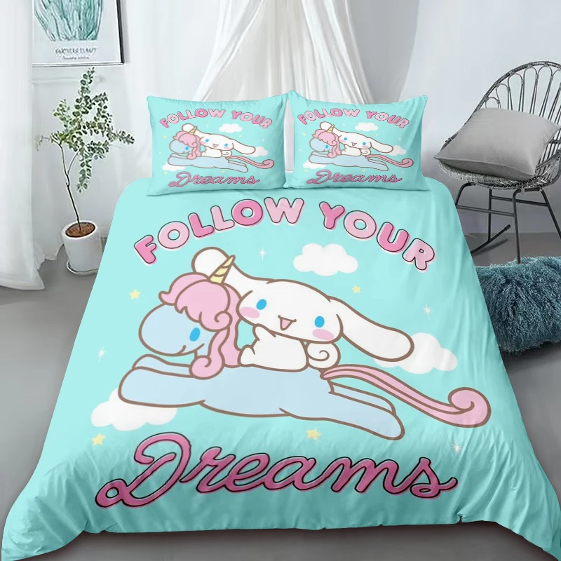 Duvet Cover Sanrio Kuromi Cinnamon Cartoon Style Quilt Cover Bedding Set Home Decoration for Children Holiday Gifts