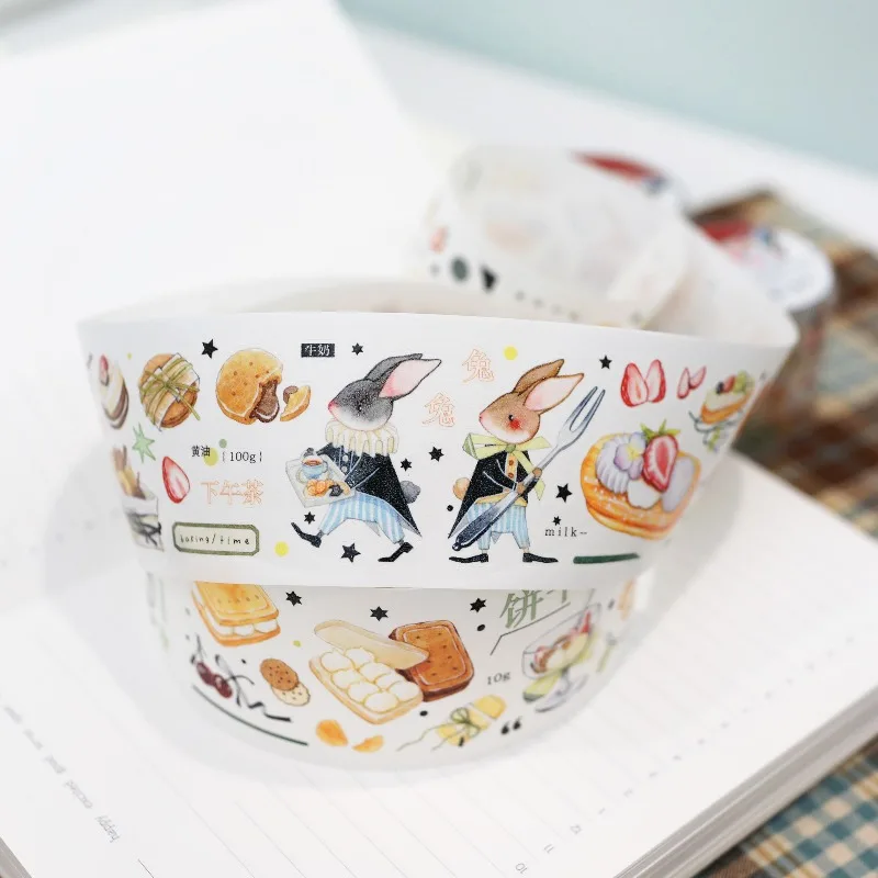 Happy Little Biscuits Party Die Cut PET Washi Tapes Craft Supplies DIY Scrapbooking Card Making Decorative Plan Sticker
