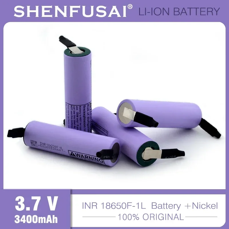 充電式リチウムイオン電池,18650f-1l,3.7v,3400mah,20A放電,大電流,DIYニッケルストリップ,新品