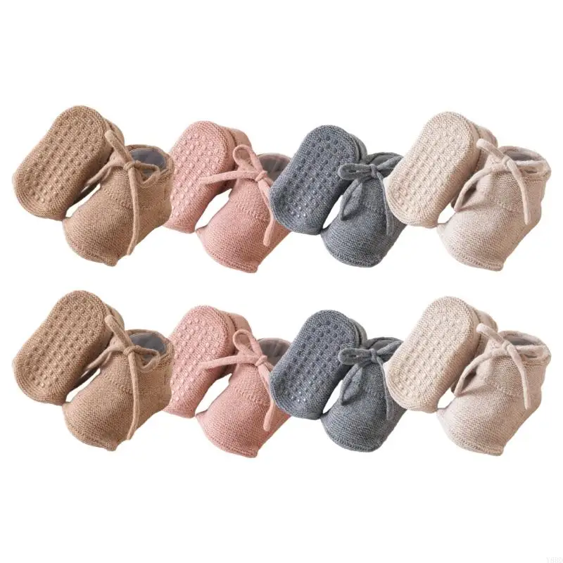 

Y88D Anti Slip Infant Socks Elastic Ankle Grip Solid Color Comfortable Polyester Mix for Crawling Baby Floor Socks
