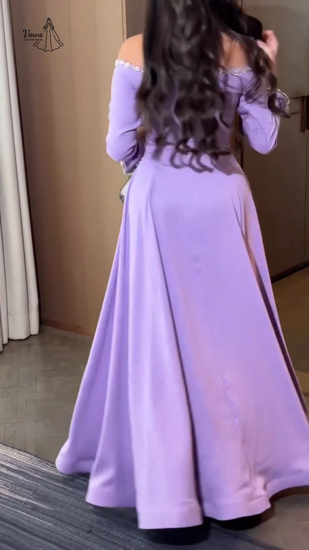 Vows-vestido de fiesta con diamantes de imitación, línea A, vestidos de noche para mujer, vestidos de fiesta elegantes, vestido de fiesta de boda morado hecho a medida, Gala