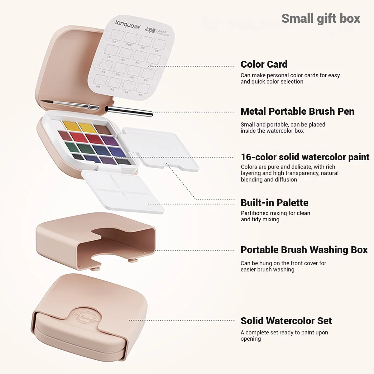 LANGUO 16 Colors Portable Solid Watercolor Paint Set and Coloring Book Artist Student Sketching Painting Art Supplies Stationery - view 4