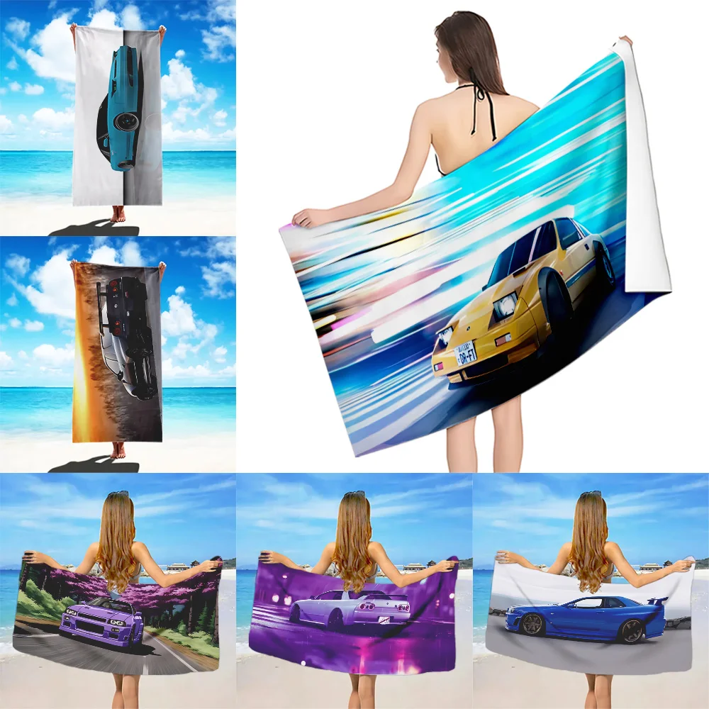 Luxury Super Sport Car R34 GTR 240sx Beach Towel Microfiber Sand Free Quick Dry Soft Sandproof Pool Towels Gift for Women Travel