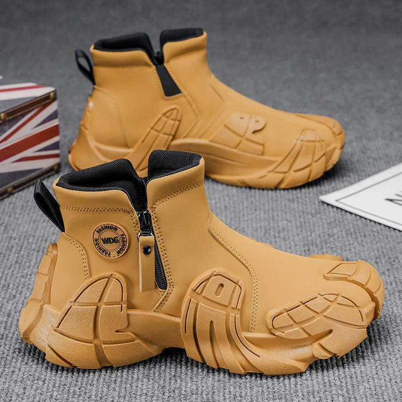 

Мужские высокие спортивные ботинки, осень 2023, новинка, модные противоскользящие водонепроницаемые ботинки для скалолазания hine oes Thi Bot Casu...