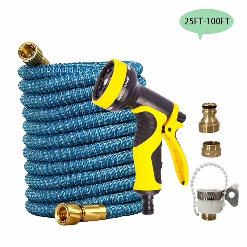 

Новый расширяемый волшебный шланг, насадка для мойки автомобиля высокого давления, набор водяных пистолетов, инструмент для полива на открытом воздухе, садовый шланг 25 футов-100 футов