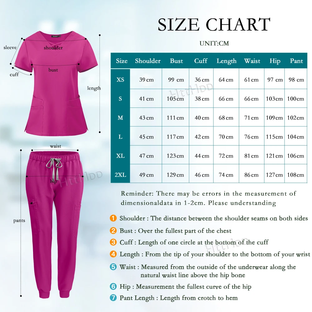 Scrubs Uniforms Sets Beauty Medical Uniform V Neck Tops Joggers Sets Fashion Nurse Scrub Women Hospital Beauty Salon Spa Uniform