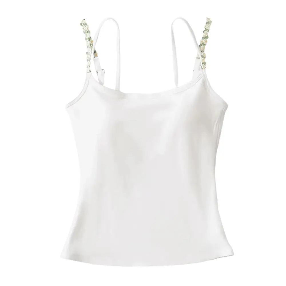Flower Print Women Camisole Sexy Design Double Shoulder Strap Backless Top Slimming Effect Adjustable Strap Padded Bra Top