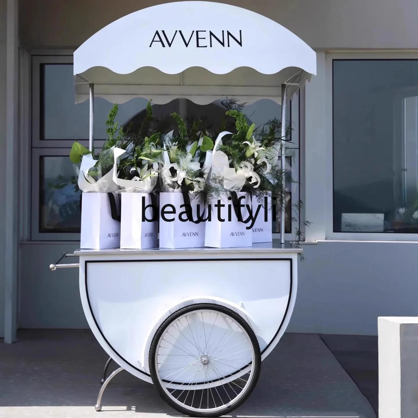 

Mobile wrought iron float, stall cart, shopping mall promotion display cart, commercial promotion cart, ice cream truck