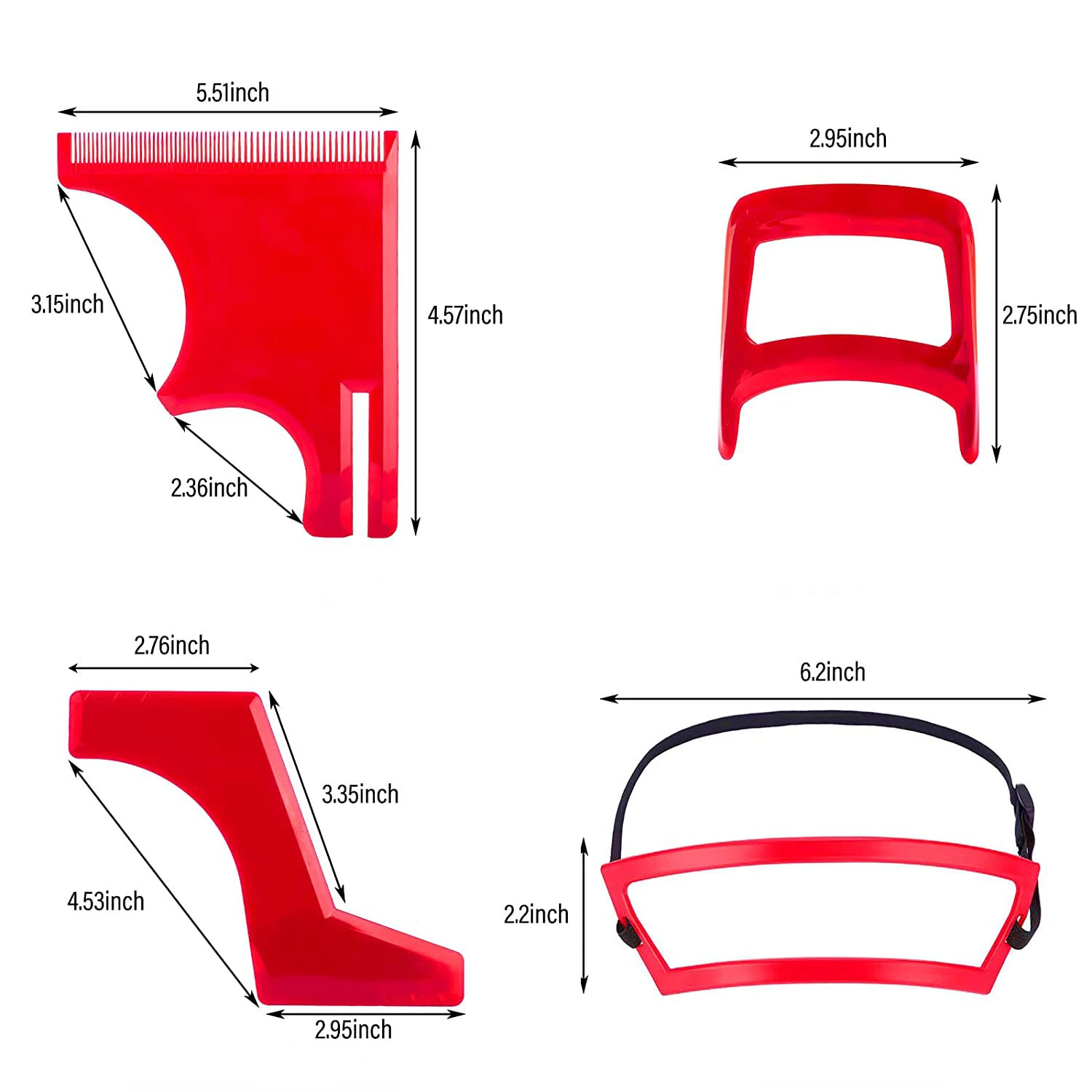 Peignes de rasage de barbe pour hommes, 4 pièces/ensemble, en plastique, guide de barbe, outil de coiffure saillant, kit de règles de modèles de délié