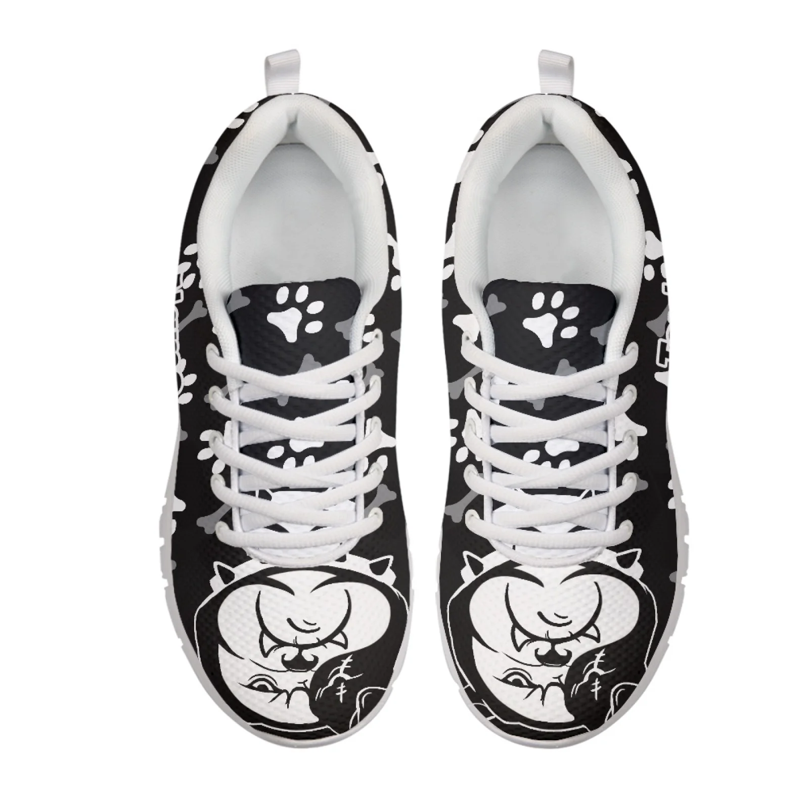 Coloranimal Bulldog Paw Bone Print 2026 Trending Breathable Tennis Shoes for Women Mesh EVA Sole Running Walking Sneakers