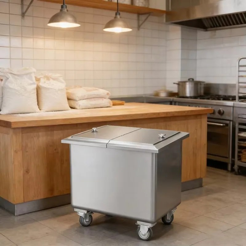 Commercial Stainless Steel Rice and Flour Bucket Storage Inox Cupboard Cabinet for Restaurant & Lab Supplies