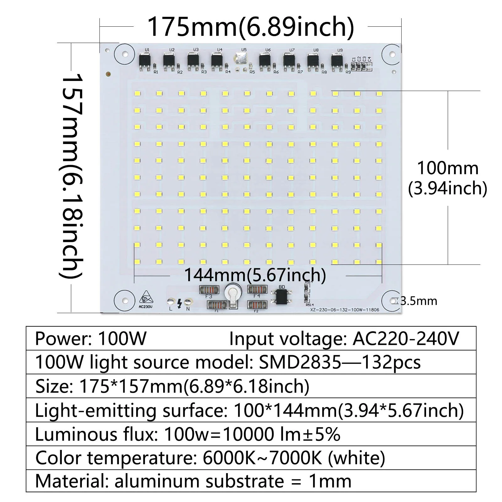 20W 30W 50W 100W LED Chip AC 220-240V Diode LED Floodlight SMD 2835 LED Lamp Board Light Source Retrofit Lamp Board Accessorie