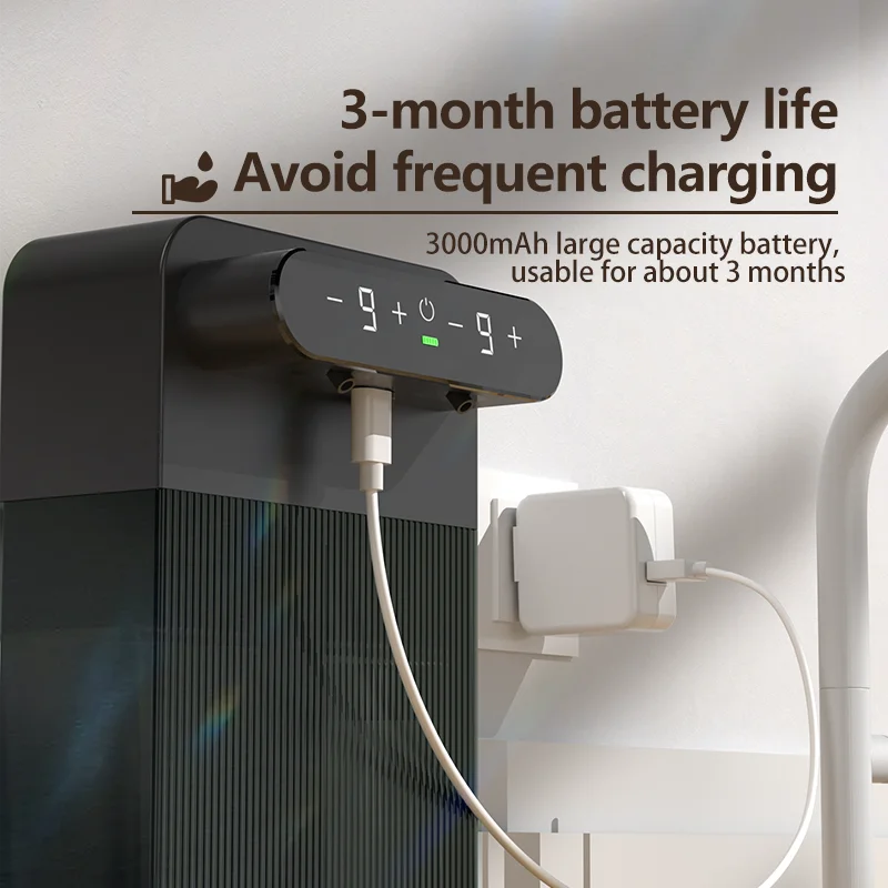 400 ml + 400 ml USB oplaadbare tweekoppige contactloze automatische schuimzeepdispenser - aan de muur gemonteerd voor meerdere scenario's