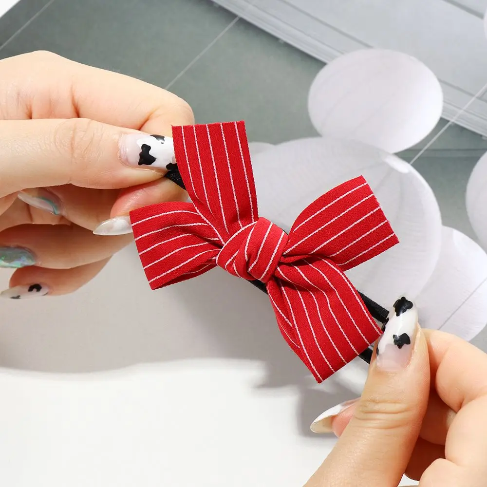 2pcs/set Fashion Cute Red Bowknot Headwear Head Rope Double Horsetail Hair Rope