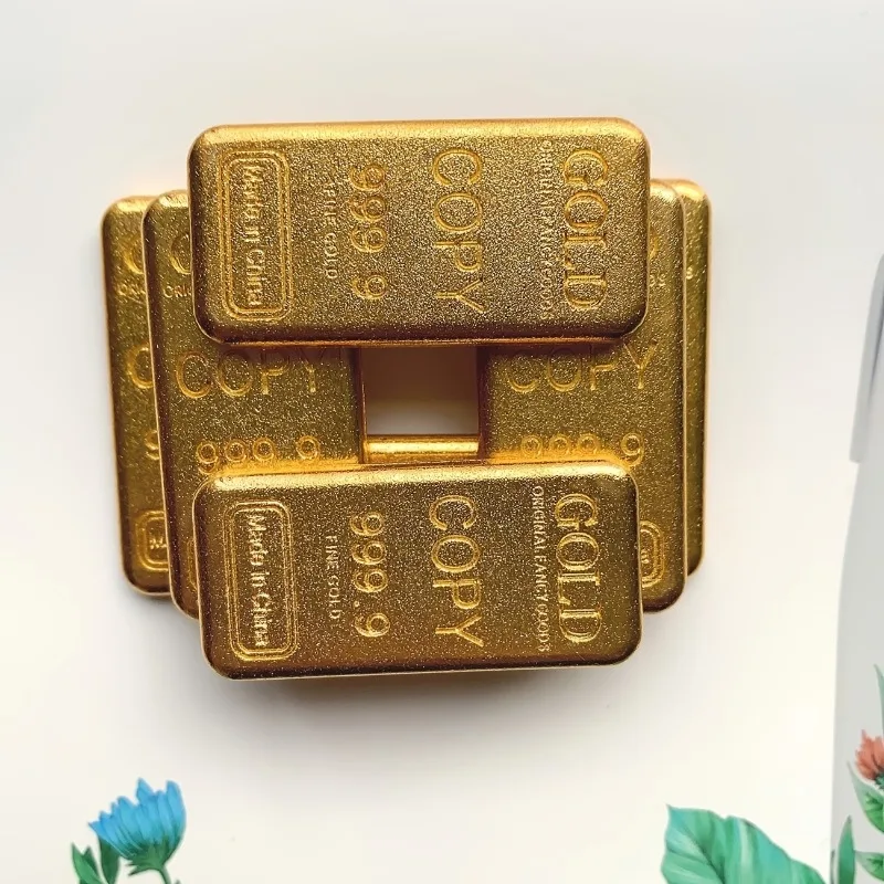1/3/5PCS Handmade Solid Gold Bar Sand Gold Replica Bullion Retro Matte Alloy Mini Gold Bar Model Table Decor Party Atmosphere