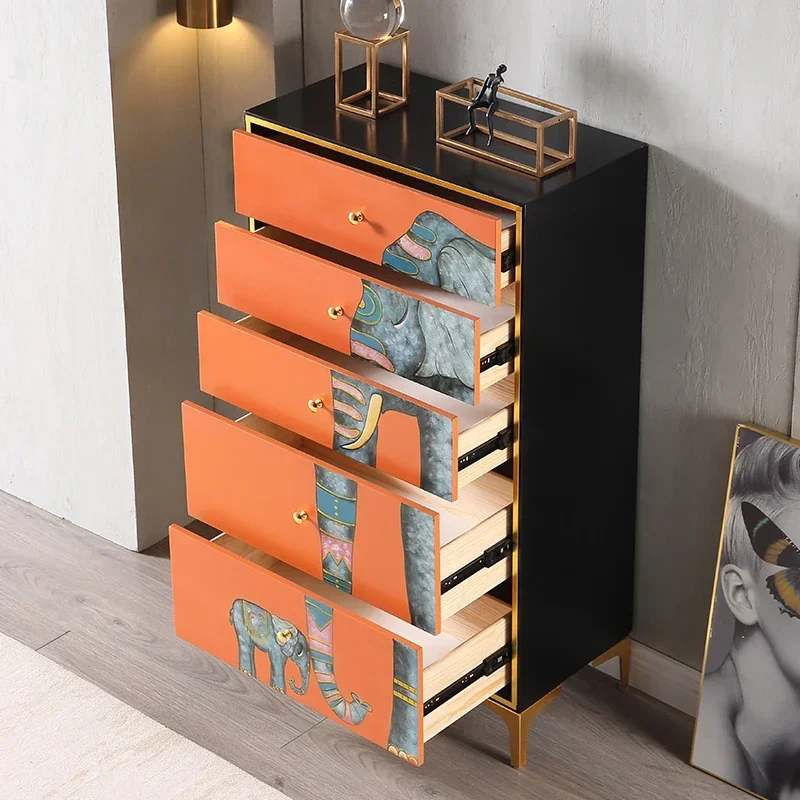 

Narrow style wall-mounted high cabinet bedroom living room storage creative orange painted storage