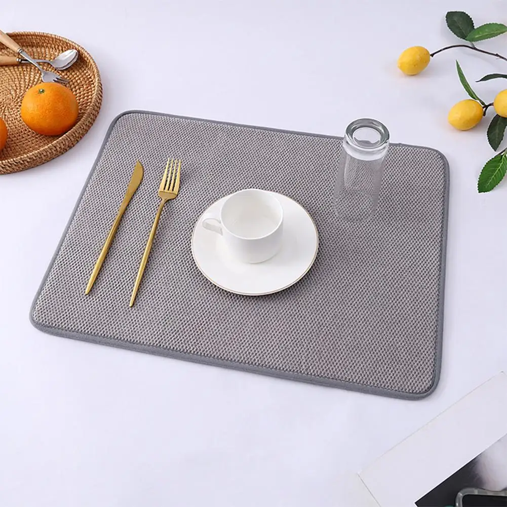 Kitchen Table Decoration Enhancer Microfiber Drying Mat Super Absorbent Quick-dry Dish Pad Non-slip Heat Resistant for Tableware