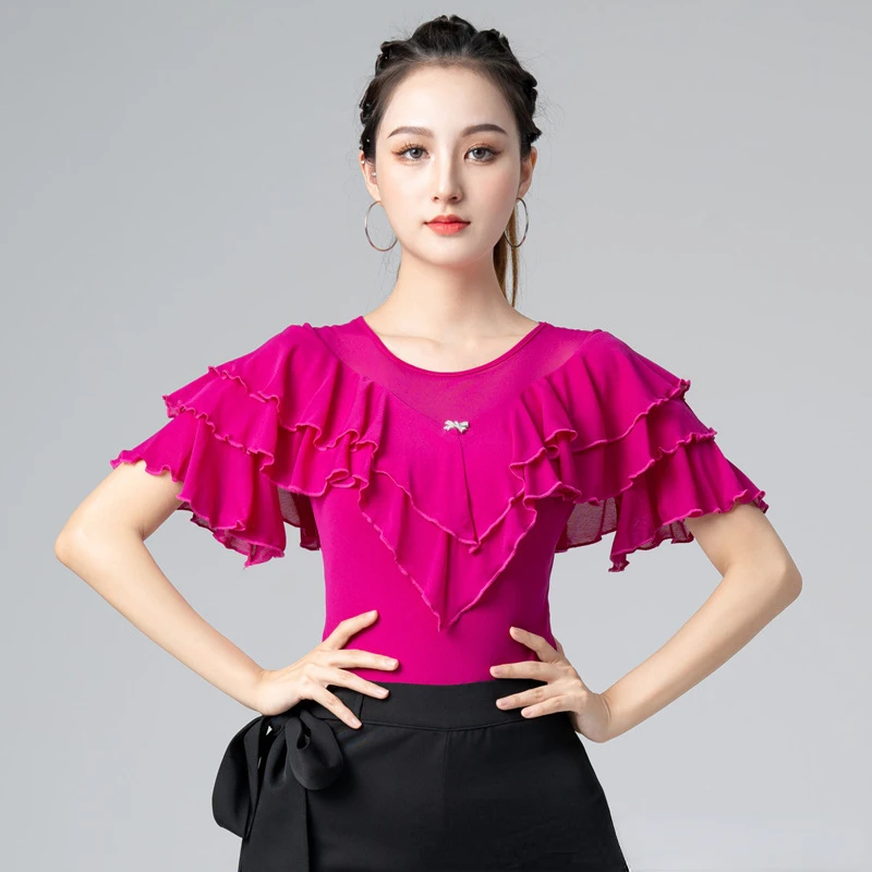 Women\'s Line Dance Tops Samba Party Latin Shirt 2025 Summer New Adult Female Dance Long Sleeve Tops Performance Practice Clothes