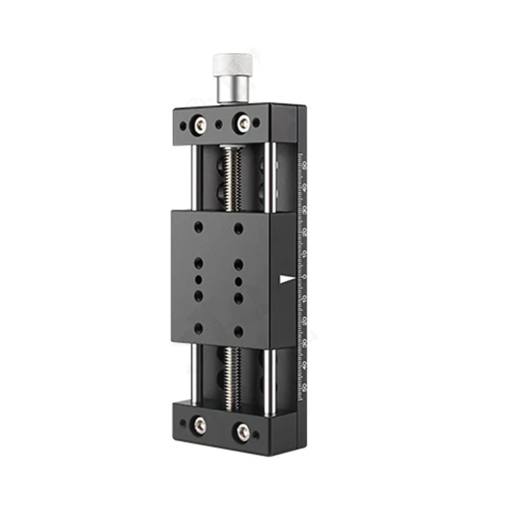 Manual X-Axis Linear Stage 60mm Travel Aluminum Screw Feed Slide Table Handwheel Fine Adjustment Platform 60x60mm Load 98N