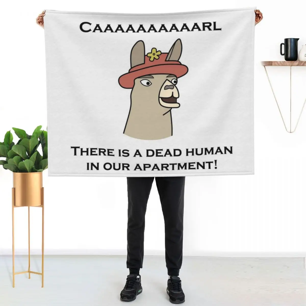 Llamas with Hats - Caaaaaaaaaarl! There is a dead human in our apartment! Throw Blanket Hairy Heavy anime Blankets