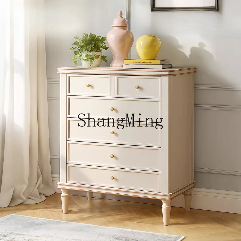 

ZYY solid wood light luxury retro cream style Wujiu chest bedroom storage cabinet storage