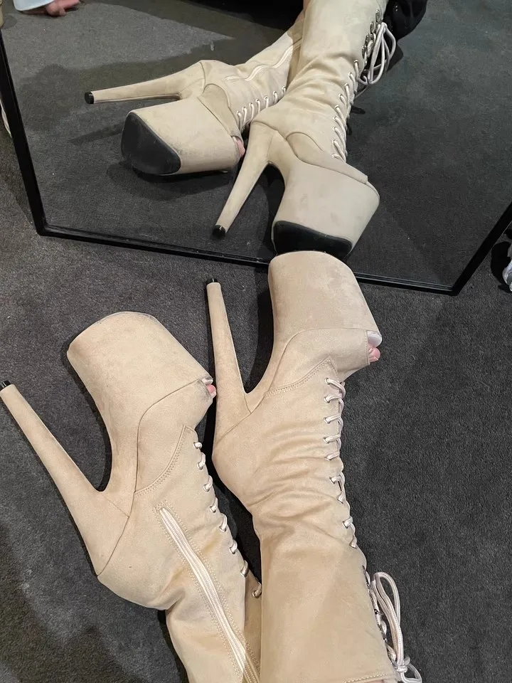 Ultra-high-heeled pole dance boots customized sexy 20cm high-heeled shoes model nightclub performance sexy popular women's boots