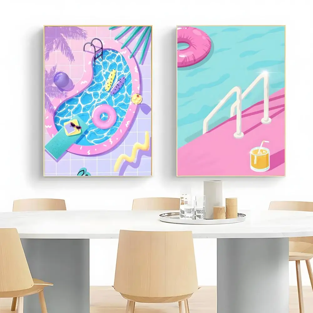 Refreshing Summer Art Summer Swimming Pool Poster Wall Art Print Poster Decorative Mural Home Decor Gift Unframed