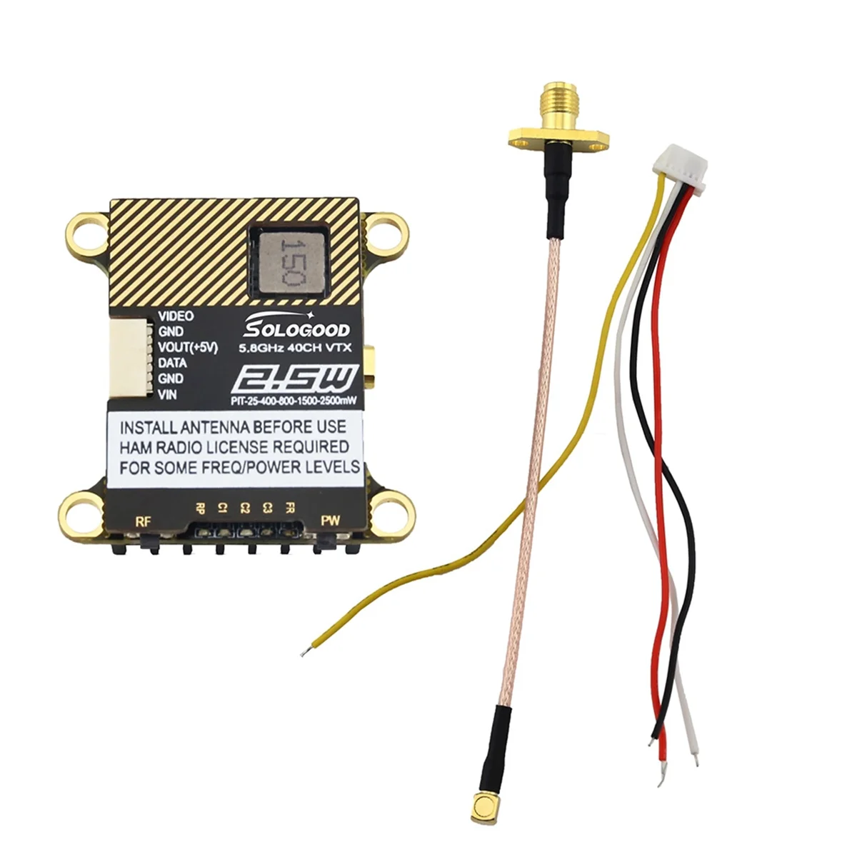 A56G-SoloGood 5.8G 2.5W 40CH VTX 0-25-400-800-1500-2500mW NTSC/PAL for RC FPV Freestyle Long Range Racing Drone FPV Model