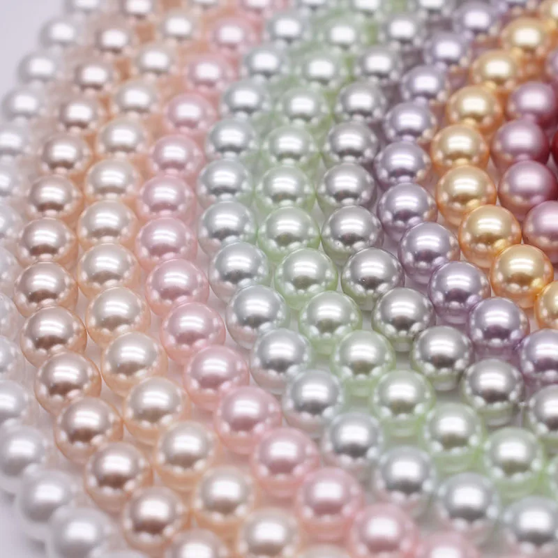 New High Gloss 8mm Round Crystal Glass Beads Imitation Pearl Color Loose Spacer Beads for Jewelry Making DIY Necklace