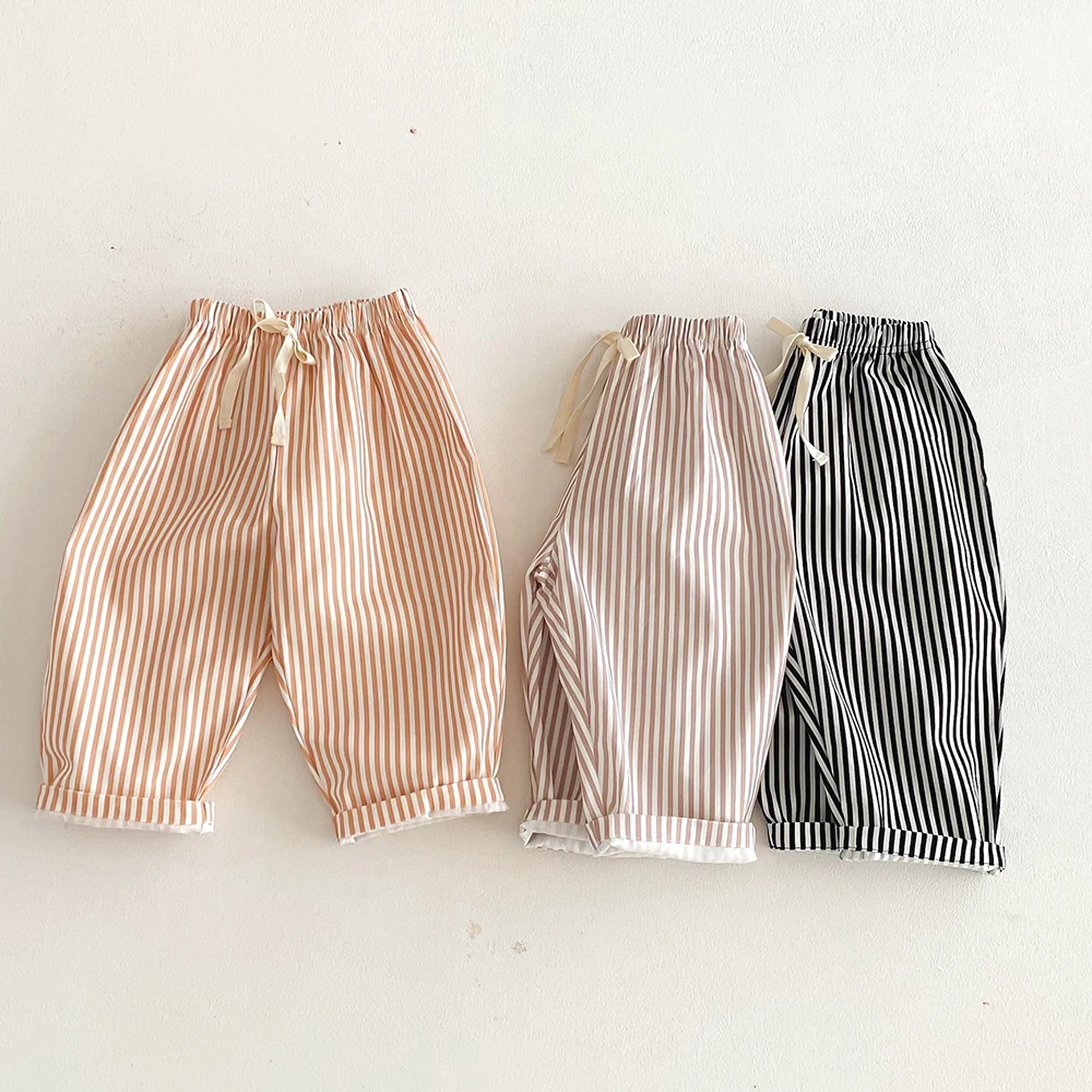 Frühlings-Freizeithosen für Jungen, Kinder-Loose-Fit-Hosen mit Streifen, Babyhosen mit Taschen 1-6 Jahre, Outdoor-Hosen für Jungen, Sommer-Streifenhosen für Mädchen