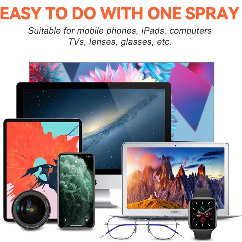 1set 2 in 1 Portable Screen Cleaner Spray Wipe Smartphones and Tablets Screen Display Cleaning Spray Ash Remover