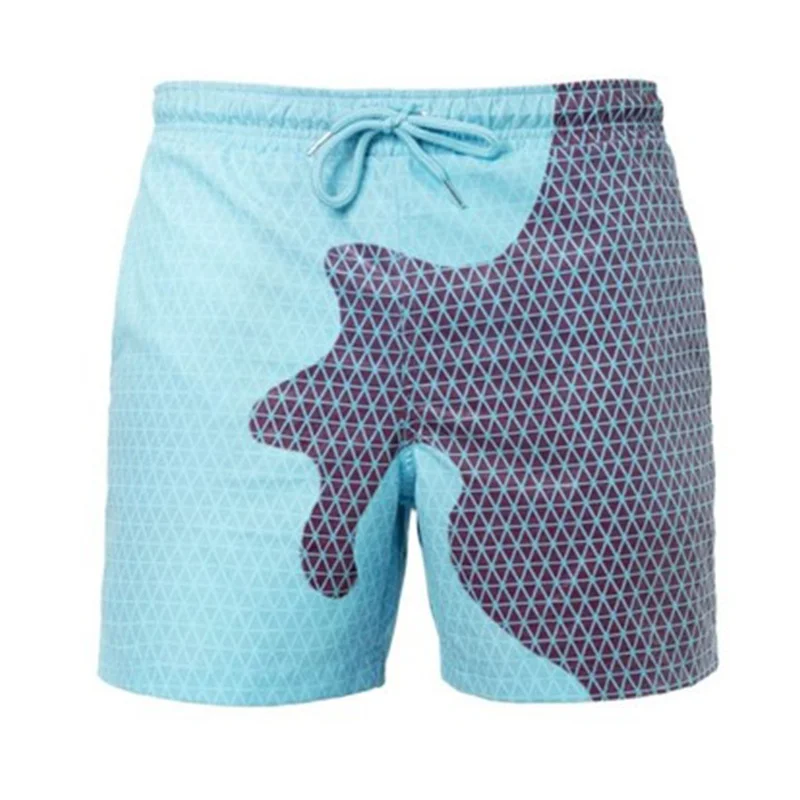 Nouveaux shorts pour hommes été couleur bloquant élément imprimé short à séchage rapide mode d'été sport respirant cordon pantalons de plage